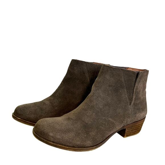 Lucky Brand Ankle Booties Benissa Suede Leather Slip On Boots Size 7.5 Comfort - Picture 2 of 15